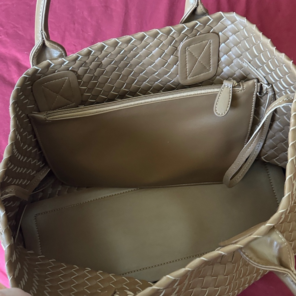 Anthropologie Tan Woven Tote Bag - Picture 2 of 7
